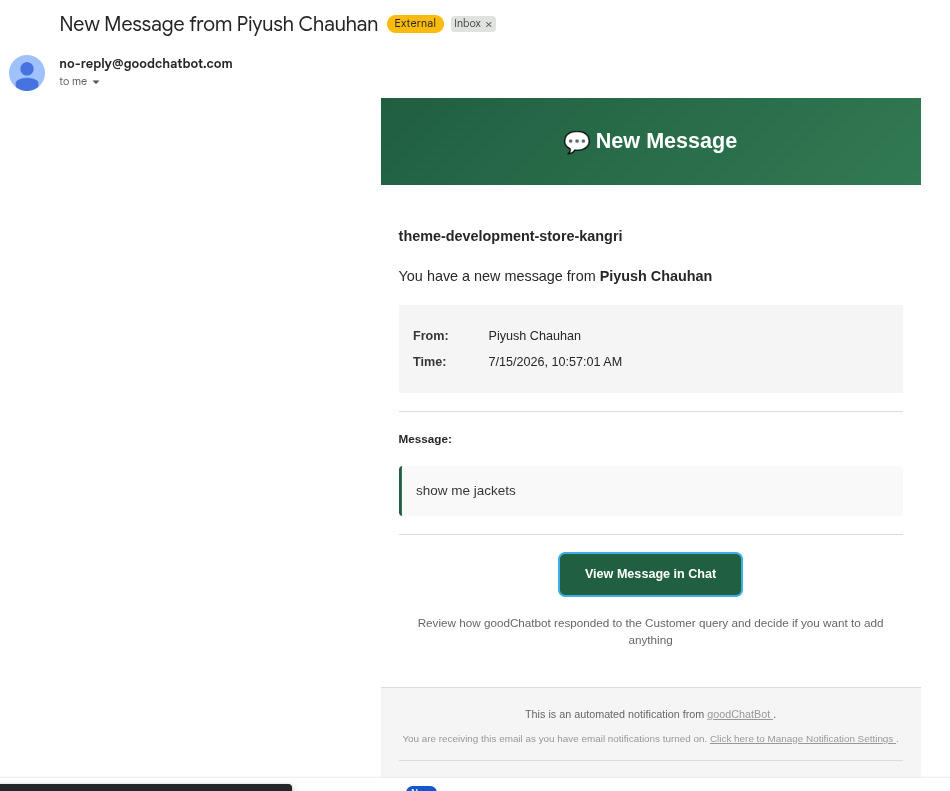 goodChatBot admin dashboard screenshot