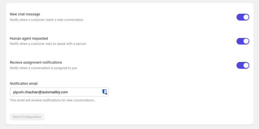 goodChatBot admin dashboard screenshot