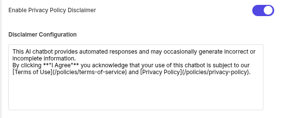 goodChatBot admin dashboard screenshot