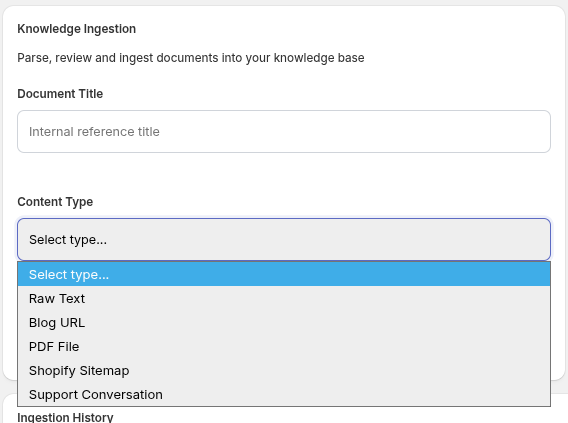 goodChatBot admin dashboard screenshot
