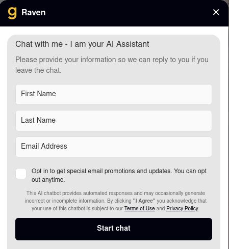 goodChatBot admin dashboard screenshot