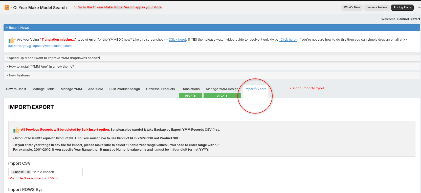 goodChatBot admin dashboard screenshot